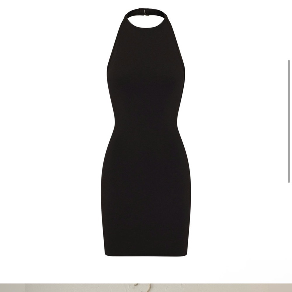 Skims cotton twist halter mini dress in soot